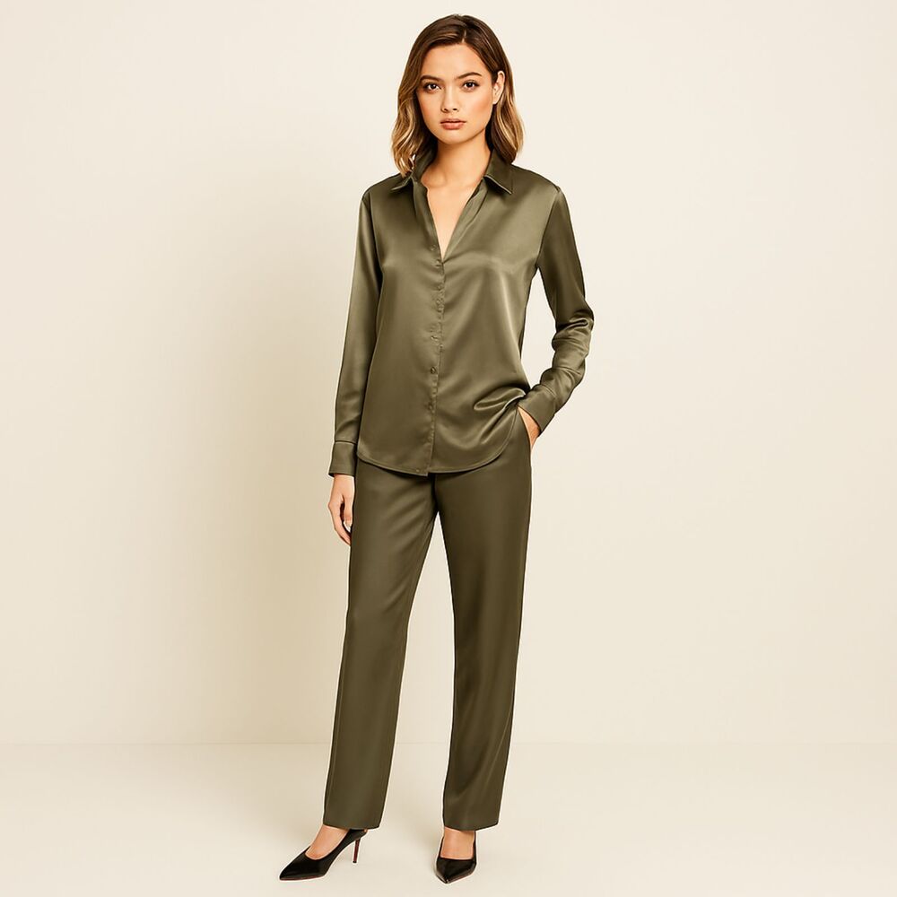 H&M Silky V-Neck Button Down Blouse - Picture 2 of 6